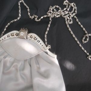 Beautiful Rhinestone Silver Clutch Handbag Purse